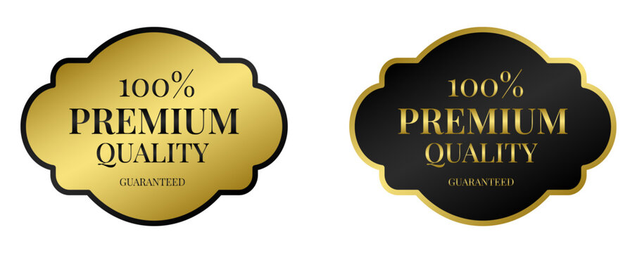 Luxury gold and black premium quality guarantee label for retail sale promotion