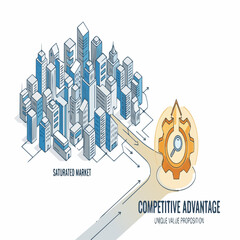 Fototapeta premium Business Strategy for Competitive Advantage in Saturated Market, Innovation and Market Share Growth Concept