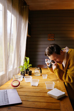 Portrait of a gardener at home