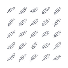Obraz premium Minimalist Feather Outline Pattern for Seamless Design Background