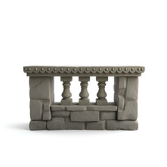stone parapet isolated on white background.