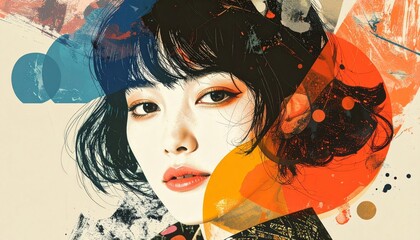 「幾何学に溶ける横顔」
"Profile Dissolving into Geometry"