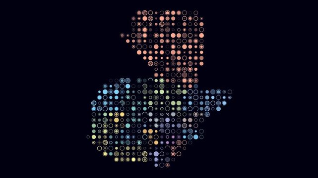 Guatemala map animation. Shape of the country with pulsating colored dots. Large size circle blocks. Digital style Guatemala map on dark background. Trending video.