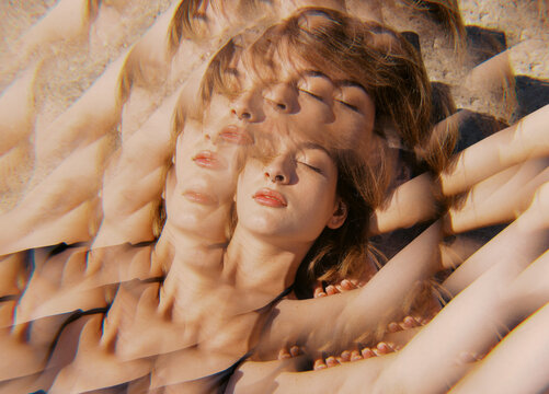 Closeup of young woman on the vacation