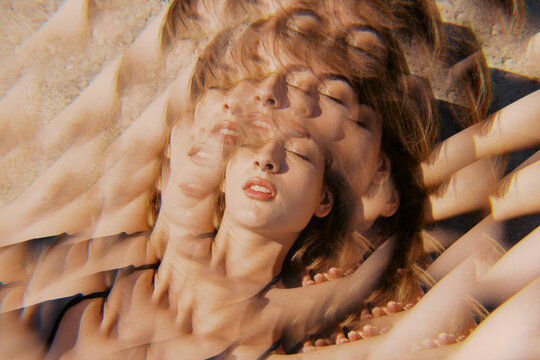 Closeup of young woman on the vacation