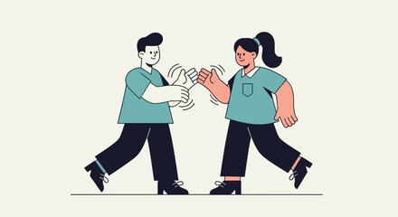 Fototapeta premium Two people bumping fists in a gesture of solidarity and celebration