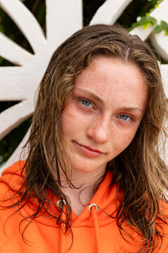 Pretty Teen looking at camera  girl portrait  
