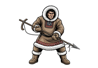 Obraz premium Inuit Man Wearing Traditional Clothing.