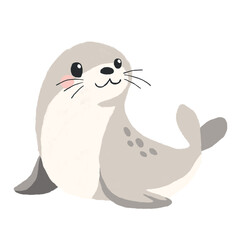 Fototapeta premium Foca fofa estilo infantil pintada à mão com efeito nupastel