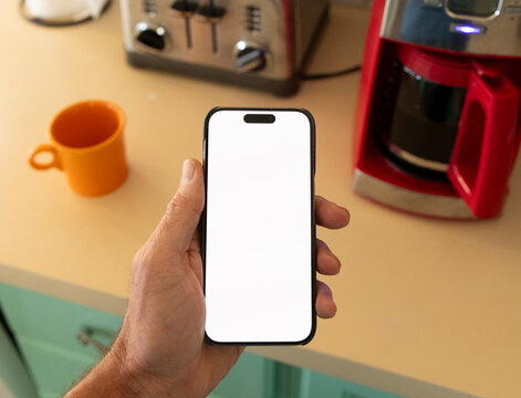 Blank cell phone screen Morning Coffee 