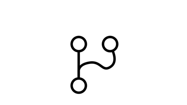 Node tree or git branch motion icon. Motion graphic of a node tree or git branch icon for programming and workflow organization.