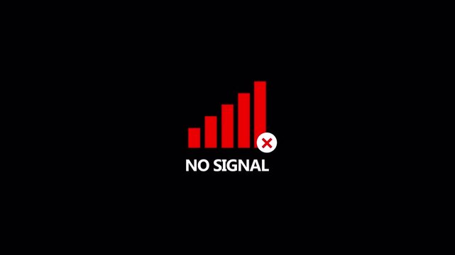 Connectivity signal lost icon inside red color digital disconnection communication disruption issue animation on transparent background background in 4K animation with alpha channel