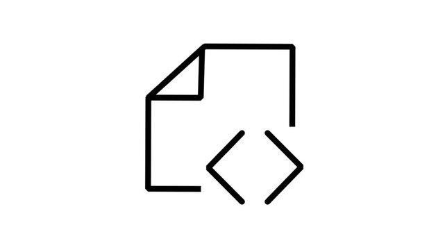 Digital document motion icon. Motion graphic of a digital document icon with coding brackets symbol for software development concept.