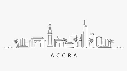 Obraz premium Flat Design one line without breaking the Accra city.