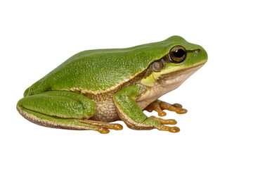 Fototapeta premium Green tree frog perching on transparent background