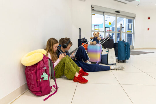 Family Airport Travel waiting for flight 