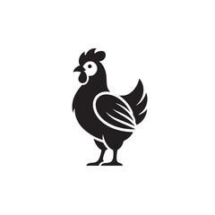 Obraz premium Black and White Chicken Silhouette Illustration Minimal Farm Bird Design