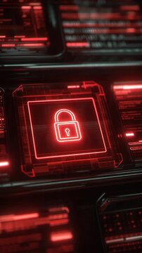 Red digital padlock icon symbolizing cybersecurity and data protection.