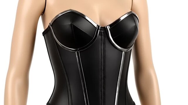 Black Leather Corset on Mannequin Torso.