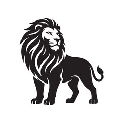 Obraz premium Black and White Lion Illustration Majestic Wild Animal Mascot Design