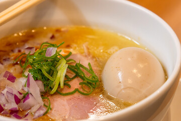 Japanese ramen with chicken broth. © tang90246