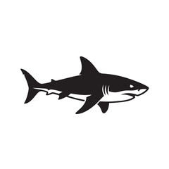 Obraz premium Black and White Shark Silhouette Illustration Fierce Marine Predator Design