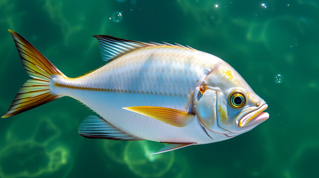 African pompano (Alectis ciliaris), pennant-fish, threadfin trevally, fresh caught fishes