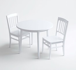 Modern White Round Table and Chairs Set