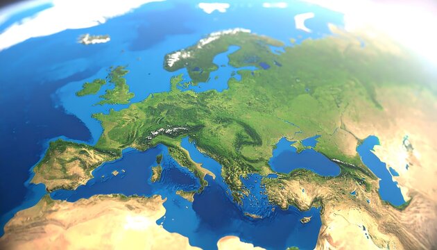 Europe from Space: A stunning view of the European continent from space, revealing intricate geographical details and the vastness of our planet.