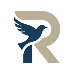 Word R and Bird Vector Logo Design 