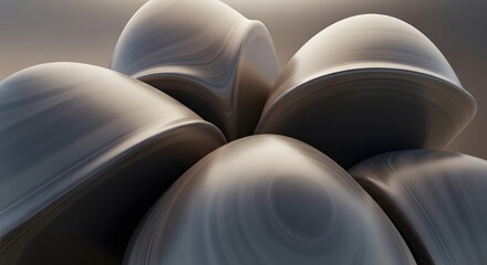 Obraz premium Abstract Organic Shapes with Metallic Sheen and Smooth Gradient Texture