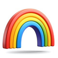 Fototapeta premium A vibrant, three-dimensional representation of a rainbow. The arches are distinct with a shadow adding depth. The colors are bold and clean against a white background