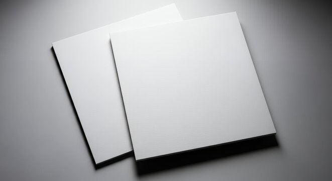 Two blank white sheets of paper on a gray background with subtle shadows.
