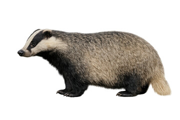 Fototapeta premium European badger meles meles standing isolated on transparent background