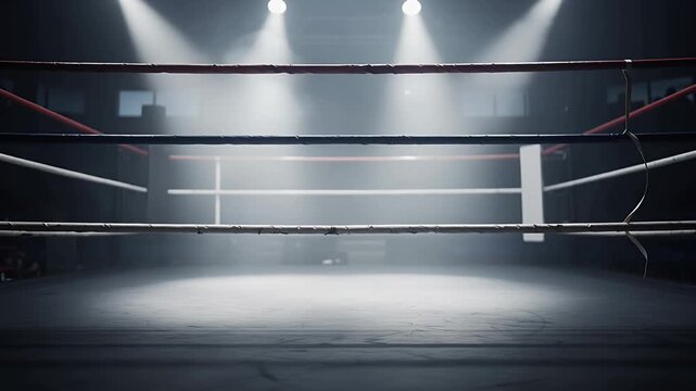 boxing ring empty arena spotlight ropes dramatic stage lighting