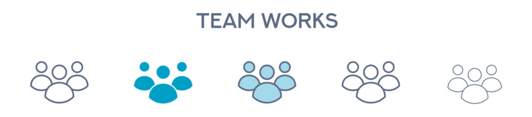 Obraz premium Team Works Element For Design Graphic - Multi Styles. Vector Illustration Of Two Colored And Black. Multiple Icons Designs Can Be Used For Mobile, Ui, Web 