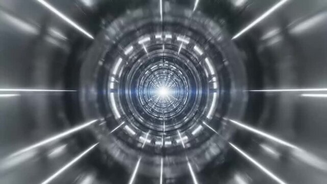 Abstract Futuristic Sci-Fi Tunnel with Bright Light at the End.