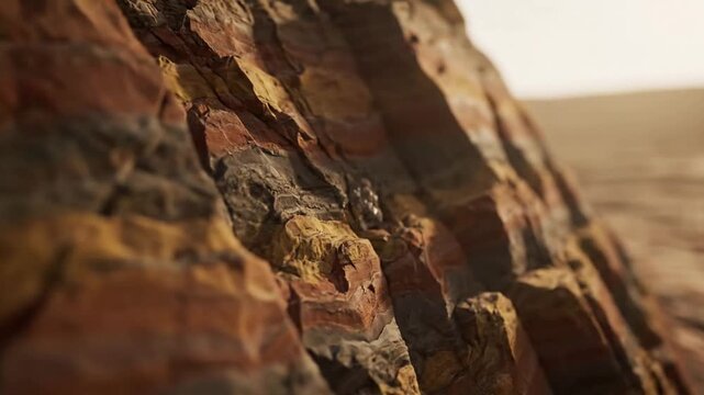 Layered Earth Formations Overhead shot, subtle rotation, showcasing stratified rock layers with a matte finish.