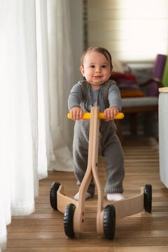 First steps of cute baby
