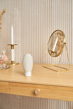 Table with makeup supplies