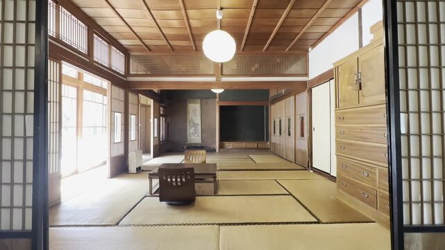 Traditional Japanese Tatami Room in Old House Itoshima Fukuoka Japan