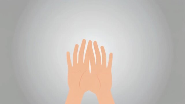 Two hands reaching up in a gesture of prayer or hope against a soft gray background. 4k Footage Video