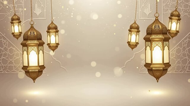 lanterns hanging gold festival lights with warm bokeh backdrop