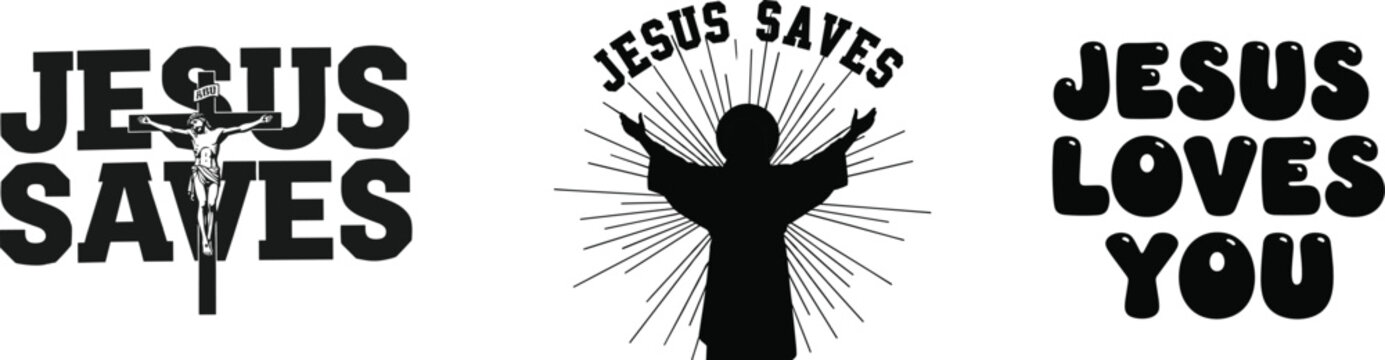 Jesus saves and loves silhouette inspirational christian art