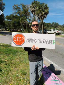 Protester with Sign in Florida, USA