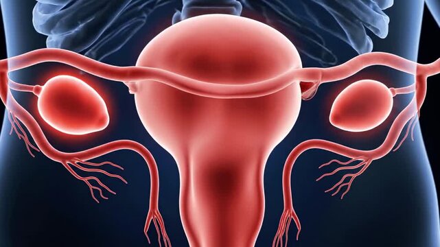 A detailed illustration of the female reproductive system