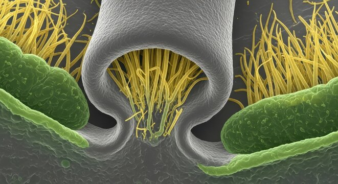 Microscopic View Of Dog Olfactory Receptor Dendritic Knob IA-SEM Visualization Representing Advanced Canine Scent Research