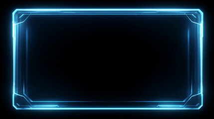 近未来的なインターフェースを彷彿とさせる鮮やかなブルーのホログラフィックデジタルフレーム背景