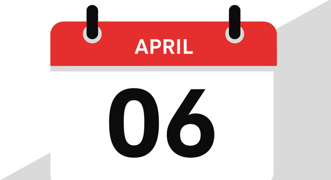April Sixth Date on Calendar Page.