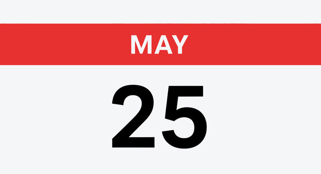 Calendar Date May 25 Red Header.